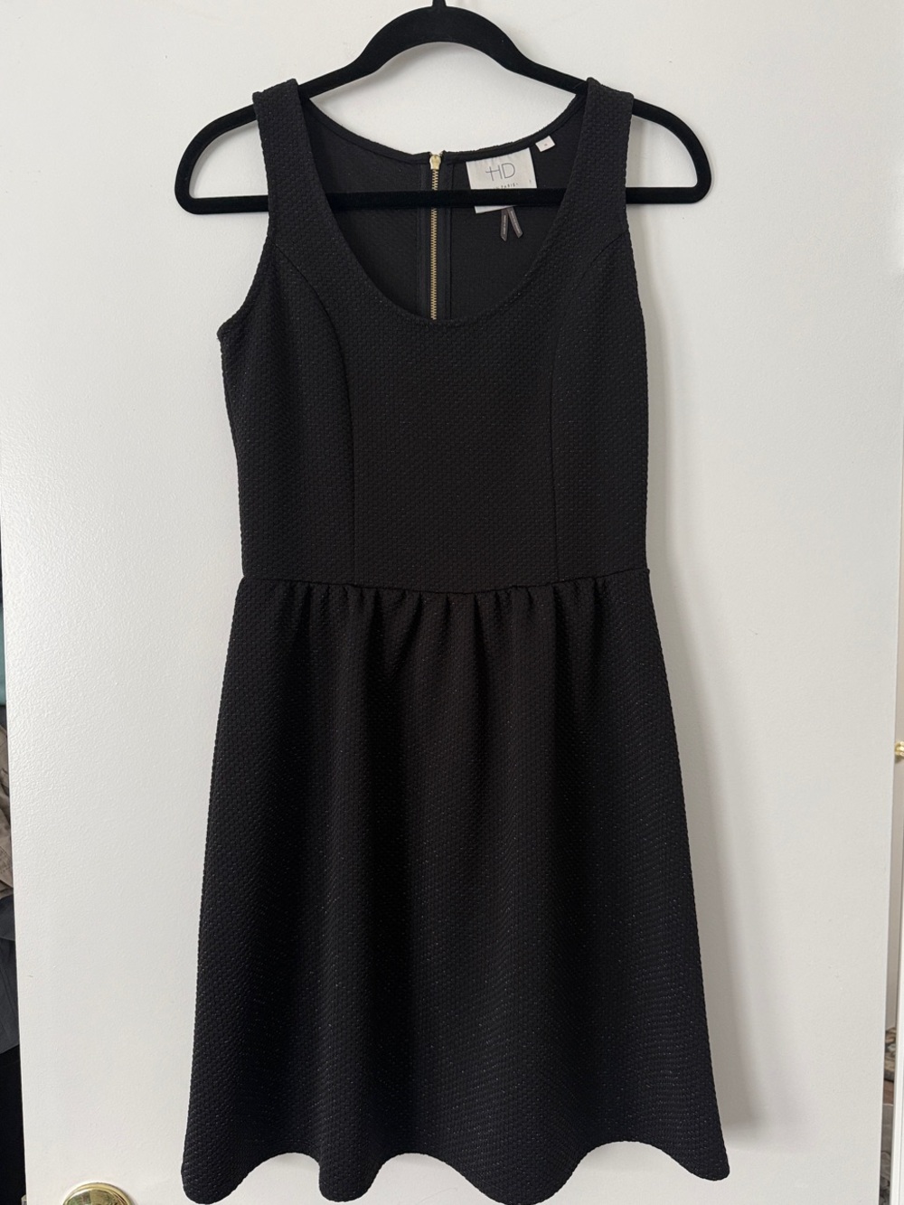 HD in Paris Black Textured, Subtle Sparkles Sleeveless Fit-and-Flare Dress
